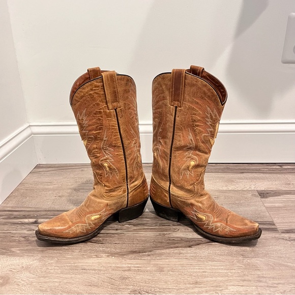 Eight Second Angel Leather Tan Brown Cowgirl Boots Size 6 - Picture 6 of 11